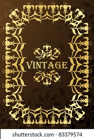 Golden vintage vector background cover