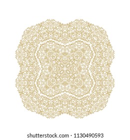 Golden vintage vector decorative composition - rosette on white background
