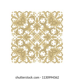 Golden vintage vector decorative composition on white background
