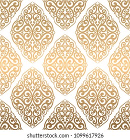 Golden vintage vector seamless pattern, wallpaper. Elegant classic texture. Luxury ornament. Royal, Victorian, Baroque elements. Great for fabric and textile, wallpaper, or any desired idea.