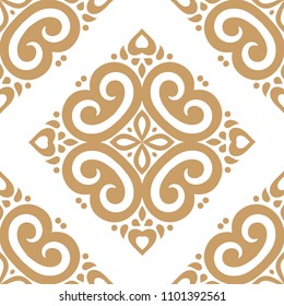 Golden vintage vector seamless pattern, wallpaper. Elegant classic texture. Luxury ornament. Royal, Victorian, Baroque elements. Great for fabric and textile, wallpaper, or any desired idea.