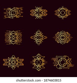 Golden vintage victorian art decor decorative ornamental divider design frames for elegant banner creative template design for wedding invitation card in vector