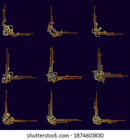 Golden vintage victorian art decor decorative ornamental divider design frames for elegant banner creative template design for wedding invitation card in vector