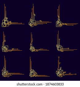 Golden vintage victorian art decor decorative ornamental divider design frames for elegant banner creative template design for wedding invitation card in vector