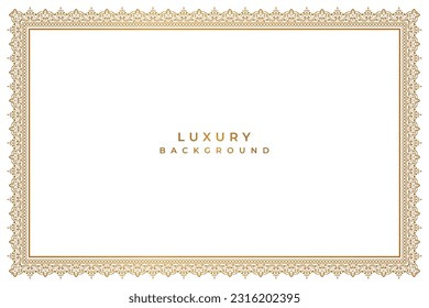 Golden vintage wedding invitation card islamic page certificate border line pattern illustration frame 