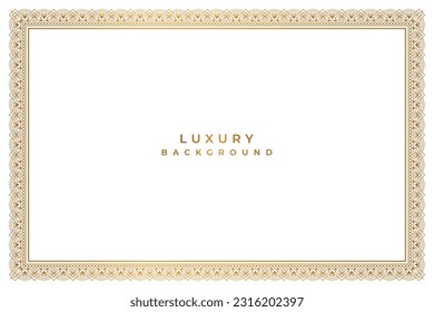 Golden vintage wedding invitation card islamic page certificate border line pattern illustration frame 