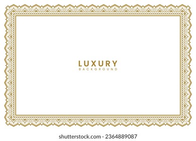 Golden vintage wedding invitation card islamic page certificate border line pattern illustration frame 