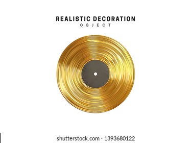 Golden vinyl record. Metal record