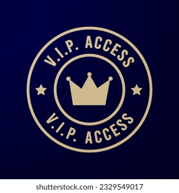 Golden VIP Access Medal Or Stamp With Crown Icon