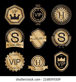 golden vip badges icon collection