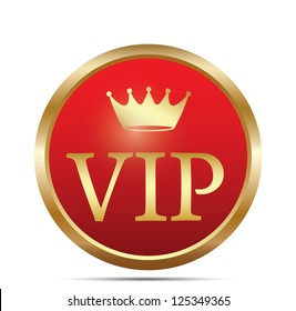 Golden VIP button. Vector