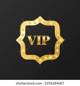 Golden VIP emblem on black background. Premium vector illustration for club, casino, party, events, hotel, concert