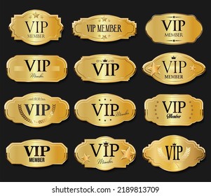 Golden VIP invitation card in dark black and gold background