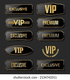 Golden VIP invitation retro template on black background