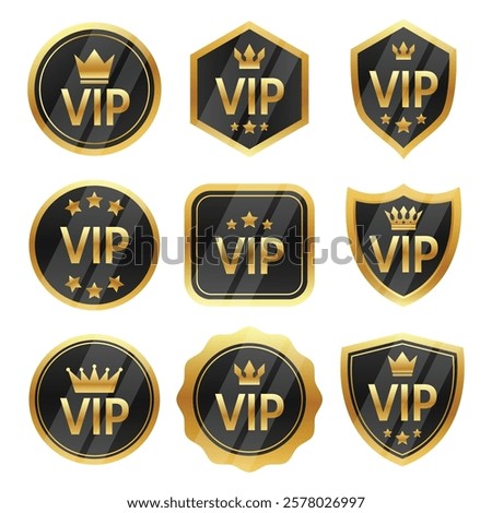 Golden Vip Member Badge Vector Illustration