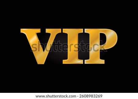 Golden VIP Text on Black Background, Luxury and Exclusive Concept Vector
