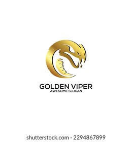 golden viper logo design gradient luxury color