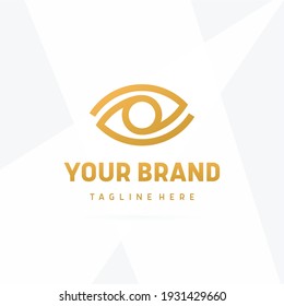 Golden Vision Logo Concept. Flat Icon Eye Design Template. Visual Vision Linear Symbol. Creative Minimal Vector Elements