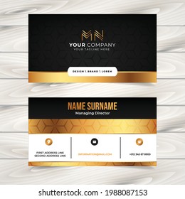 golden visit card with background stripes