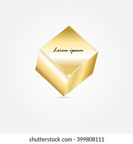golden volumetric cube on a light background