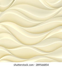 Golden volumetric waves texture, wavy background. Abstract sea composition. Vector illustration.