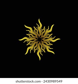 Golden vortex icon sign. isolated on black background