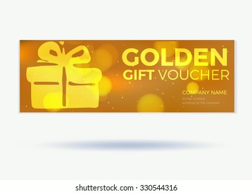 golden voucher template with gift