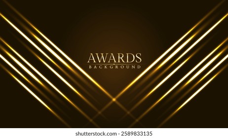 Golden V-Shaped Light Awards Background with Dramatic Spotlights for Gala Nights, Shows, and Luxury Events