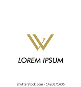 golden w initial letter for business name logo icon in company 