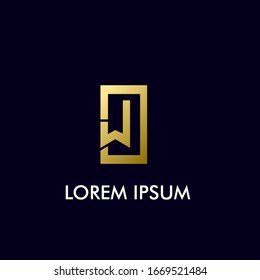 golden W initial letter for technology and business company