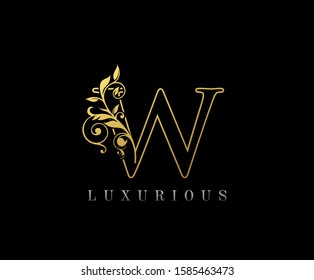 Golden W Luxury Logo Icon, Classy Letter Logo Design.