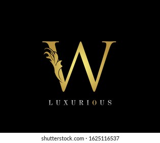 Golden W Luxury Logo Icon, Elegant W Letter Logo Design.