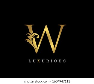 Golden W Luxury Logo Icon, Vintage W Letter Logo Design.