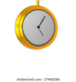 Golden wall clock vector illustration