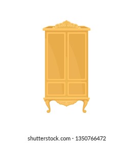 Golden wardrobe on white background. Vector illustration.