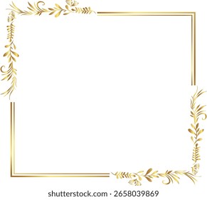 Goldener warmer goldener Rahmen, Vektorgrafik. Gut für Banner, Poster, Grußkarte, Party-Karte, Einladung, Vorlage, Werbung, Kampagne und Social Media.