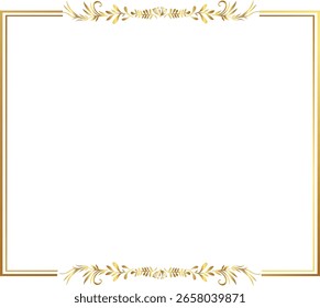 Goldener warmer goldener Rahmen, Vektorgrafik. Gut für Banner, Poster, Grußkarte, Party-Karte, Einladung, Vorlage, Werbung, Kampagne und Social Media.