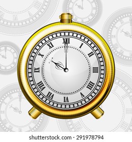 Golden watch on abstract background