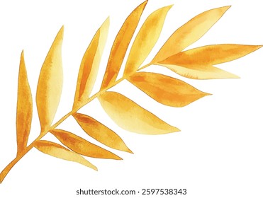 Golden Watercolor Palm Branch vector illustration