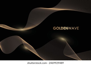 Golden Wave art depicts abstract, flowing shapes and waves in shades of gold or yellow against a black background.