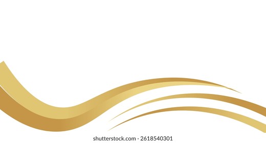 golden wave background. gold wave curve, gold wave corner shape for element, gold line ribbon graphic, striped gold