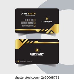 Golden Wave Business Card Design in Black and White Background