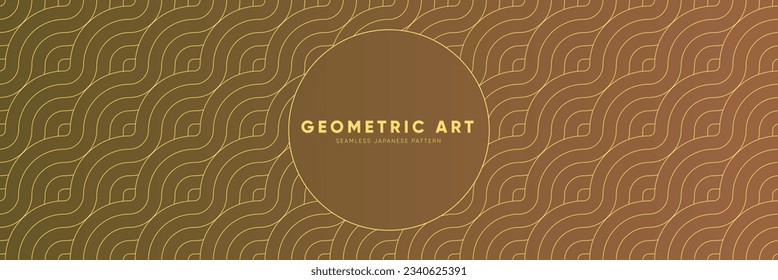 Golden Wave Geometric Seamless Pattern. Aesthetic Texture Inspired by Eastern Traditions.	