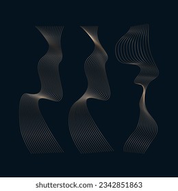 Golden wave line. Linear geometric art deco design retro style. Luxury pattern. Packaging or menu design. Vector illustration.