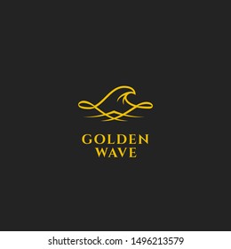 Golden wave ocean elegant logo icon symbol of surf and nature resort