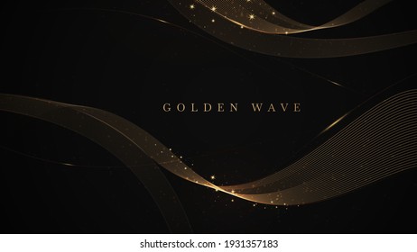 Golden wave black background   luxury modern concept  vector illustration for design 
