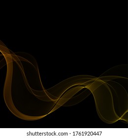 Ola dorada sobre fondo oscuro. Ilustración del vector