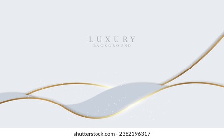 Golden wave on white background. luxury white background