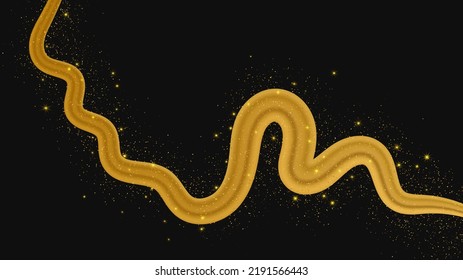 Golden wave with shiny and glitter effect on dark background. Luxury gold wave lines with glitter sparkles