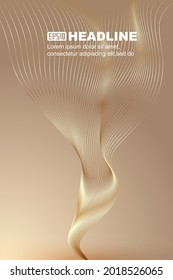 Golden wave smooth smooth line abstract background.